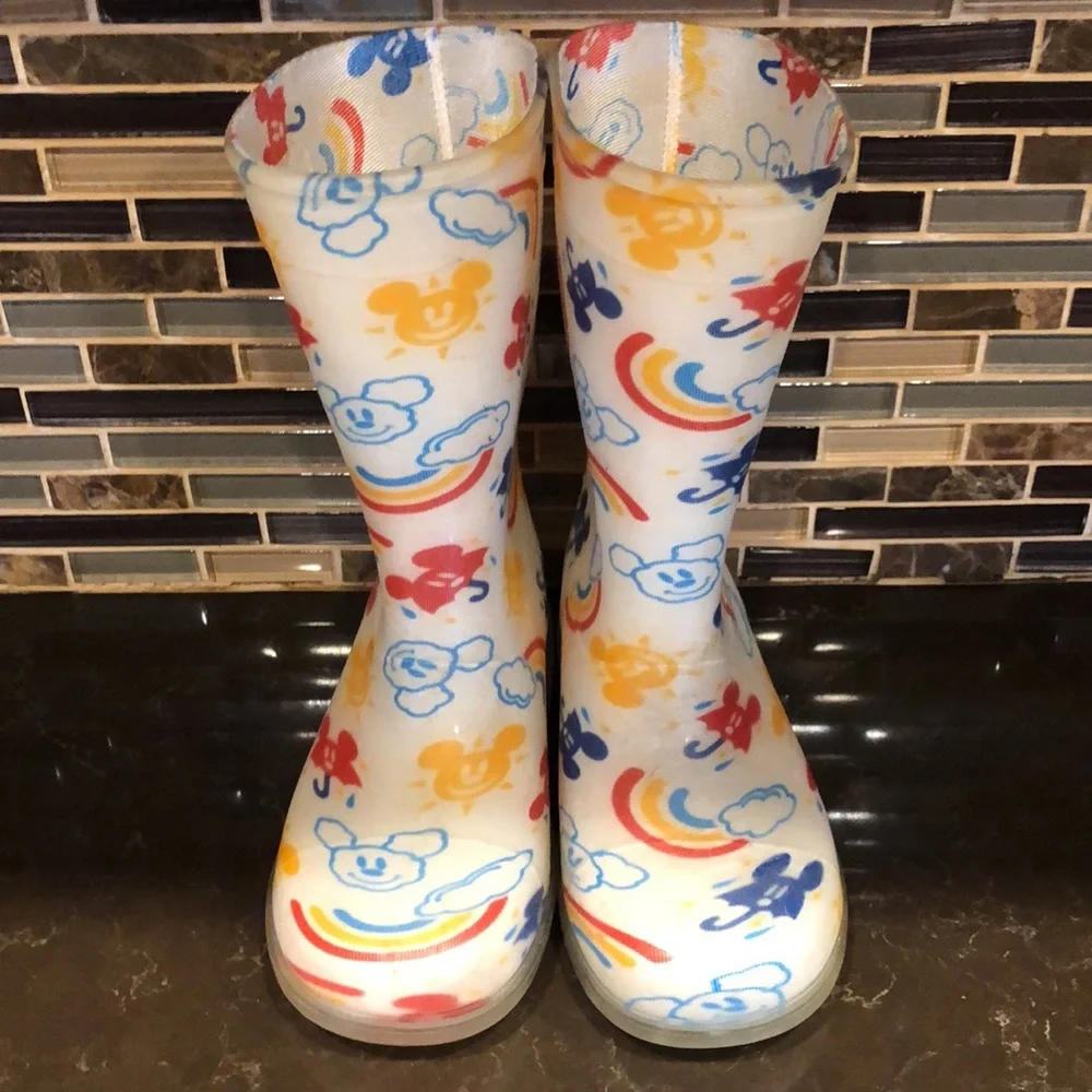 Disney Resorts Tokyo Mickey‎ Mouse rainbow rubber rain boots size S (1-2year)